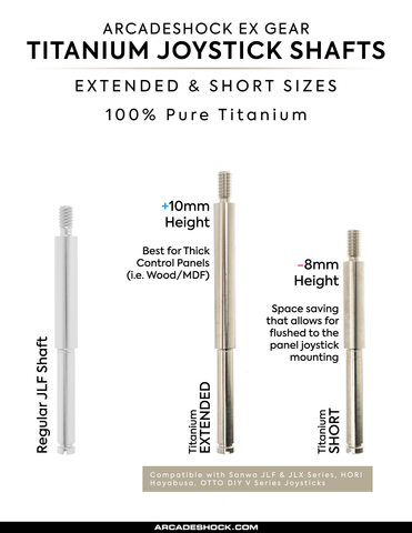 EX Gear Replacement Titanium Shaft for Sanwa Denshi JLF or Hori Hayabusa [CHOOSE LENGTH]