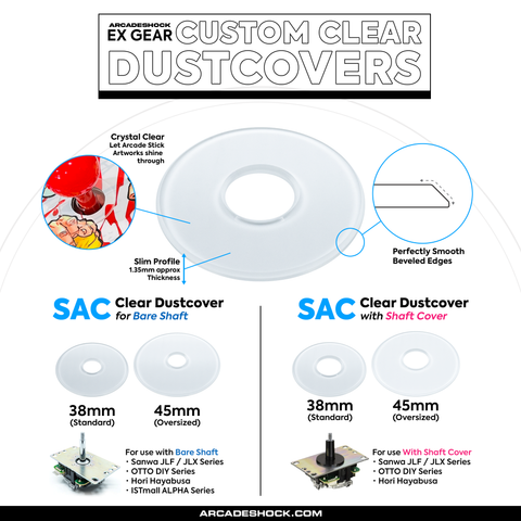 EX GEAR Clear Dust Covers for SANWA DENSHI HORI and IST Joysticks