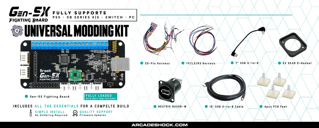 UNIVERSAL MODDING KIT: BROOK GEN-5X (PS5 / XBOX SERIES / PC / SW / SW2)