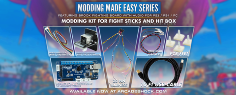 UNIVERSAL MODDING KIT w/Brook PS4/PS3 Fighting Board / Custom USB Cables / 20-pin Harness / USB Pass-Thru (Modding Made Easy Series)