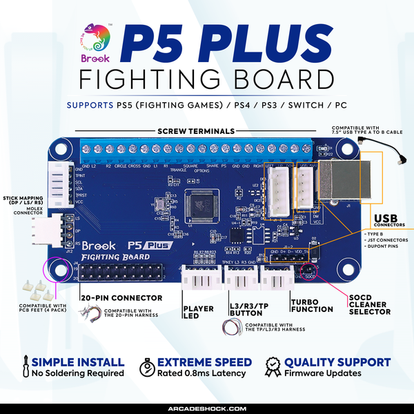 BROOK P5 Plus Fighting Board PS4 / PS5 / PC – Arcade Shock