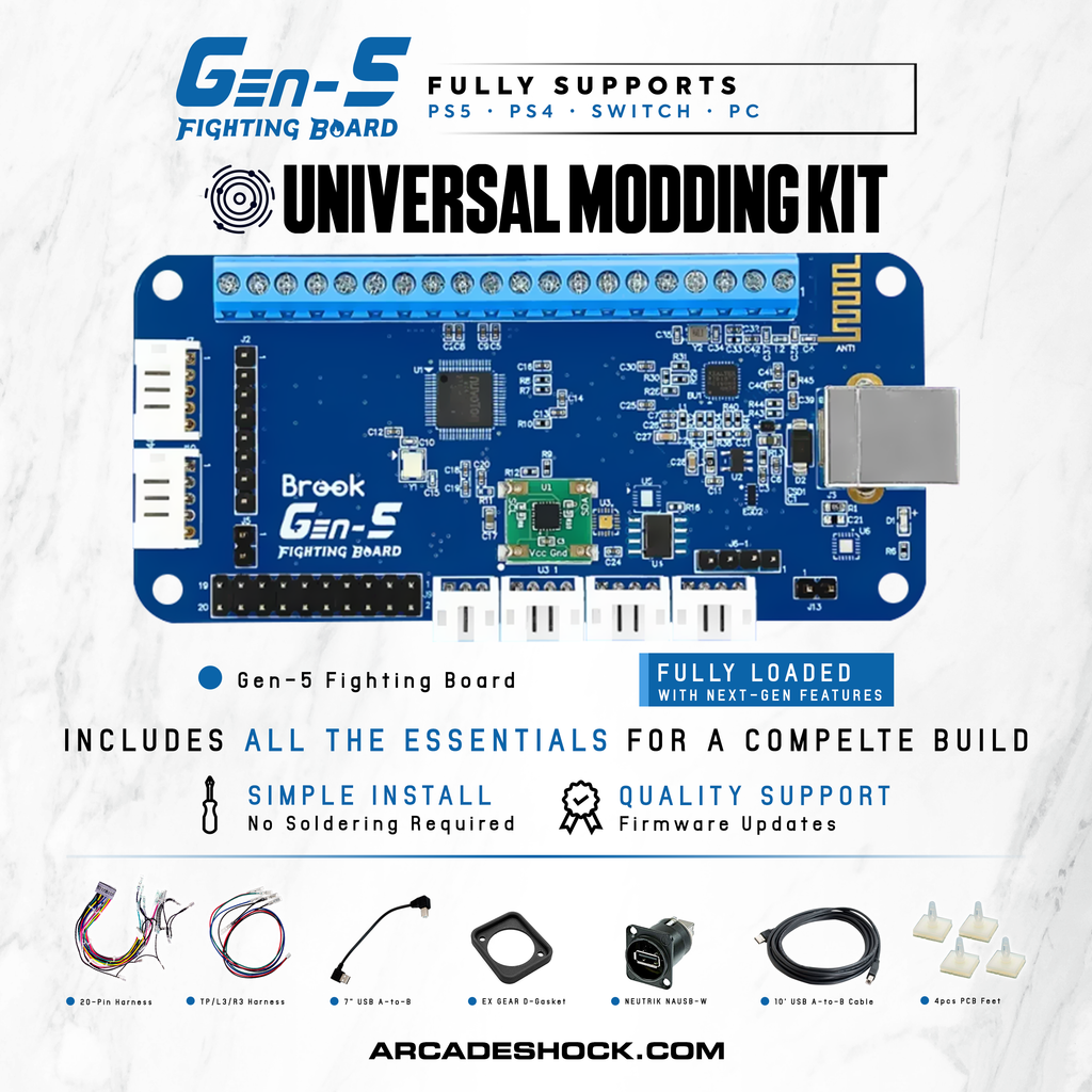 UNIVERSAL MODDING KIT: BROOK GEN-5 (PS4/5/PC/SW/SW2) – Arcade Shock UNIVERSAL MODDING KIT: BROOK GEN-5 (PS4/5/PC/SW/SW2) – Arcade Shock