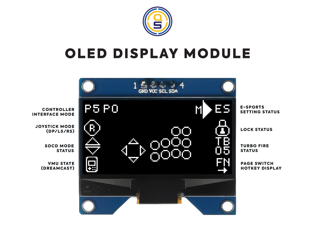 Kit Oled OLED SCREEN KIT [Compatible with the Brook Ultimate + Retro Board ...
